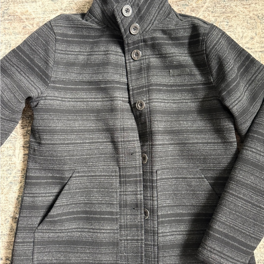 Cinch Charcoal Gray Striped Button-Up Jacket